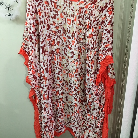 Leopard Print Swim Coverup - Red and Cream - Picture 2 of 2